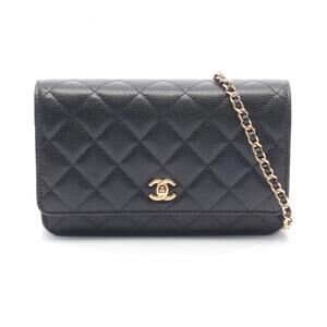 Chanel Matelassé Shoulder Bag/Handbag, Leather, Grained Calf Women's, Black (...